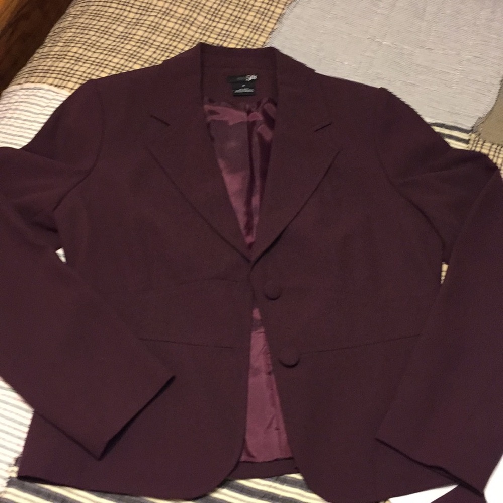 2 piece suit with matching embroidered blouse